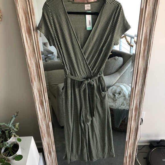 Kaileigh Pants - Green and White striped jumpsuit